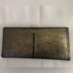 🩷LODIS Clutch Wallet Gold Shimmer Leather Framed 💚